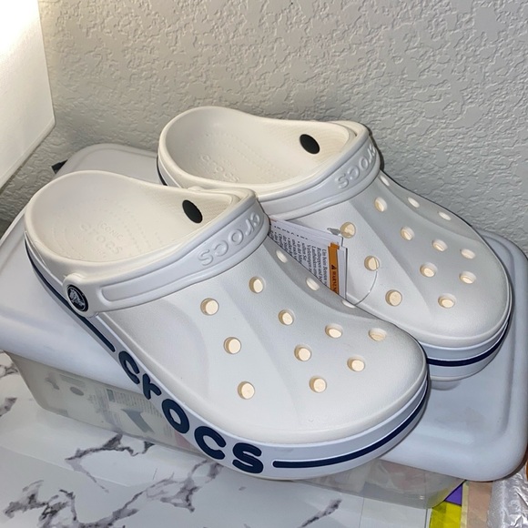 NWT NICE CLASSIC UNISEX BLUE & WHITE BAYABAND CROCS CLOGS! - Picture 7 of 9